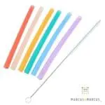 Marcus & Marcus Καλαμάκια Σιλικόνης 6 τμχ. με Βουρτσάκι Πολύχρωμα Επαναχρησιμοποιήσιμα