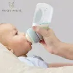 Μπιμπερό Ιατρικής Σιλικόνης angled με Διπλό Αντικολικό 240ml peach marcus marcus 4