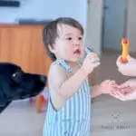 Πιρούνι Κουτάλι Σιλικόνης Μικρά Εκπαιδευτικά Κίτρινο Πορτοκαλί palm grasp marcus