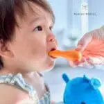 Πιρούνι Κουτάλι Σιλικόνης Μικρά Εκπαιδευτικά Κίτρινο Πορτοκαλί palm grasp marcus 5