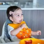 Πιρούνι Κουτάλι Σιλικόνης Μικρά Εκπαιδευτικά Κίτρινο Πορτοκαλί palm grasp marcus 7