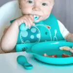 Πιρούνι Κουτάλι Σιλικόνης Μικρά Εκπαιδευτικά Τιρκουάζ πράσινο palm grasp marcus 1