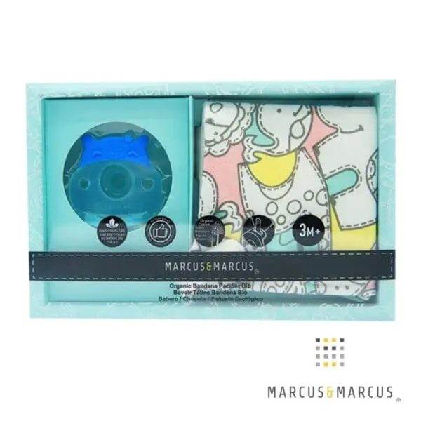 Σετ Πιπίλα Σιλικόνης Σαλιάρα Βαμβακερή lucas hippo marcus marcus